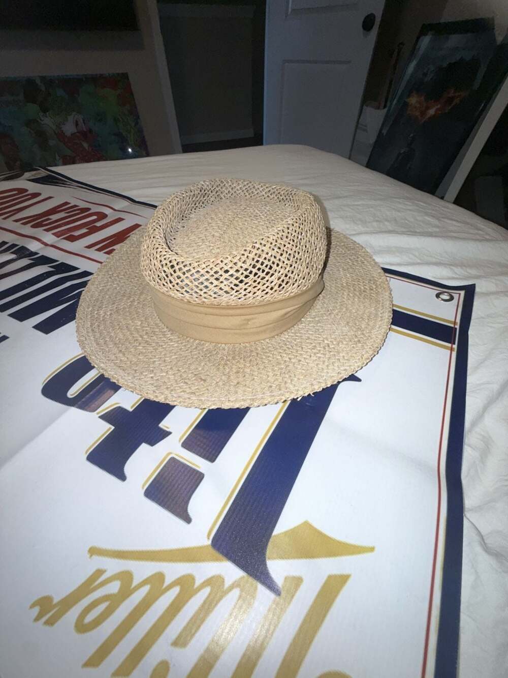 Norm Thompson Straw Gambler Hat Tan Beige
